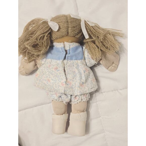 Vtg Cabbage Patch Mini Kids Doll Blonde Hair Brown Eyes Dimple Shoes Soks Gift - Picture 5 of 6